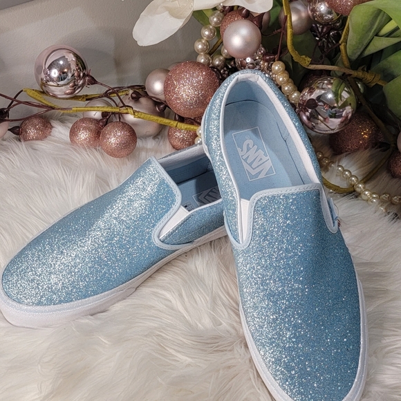 Vans Glitter Blue Slip-On Sneakers - Picture 8 of 10